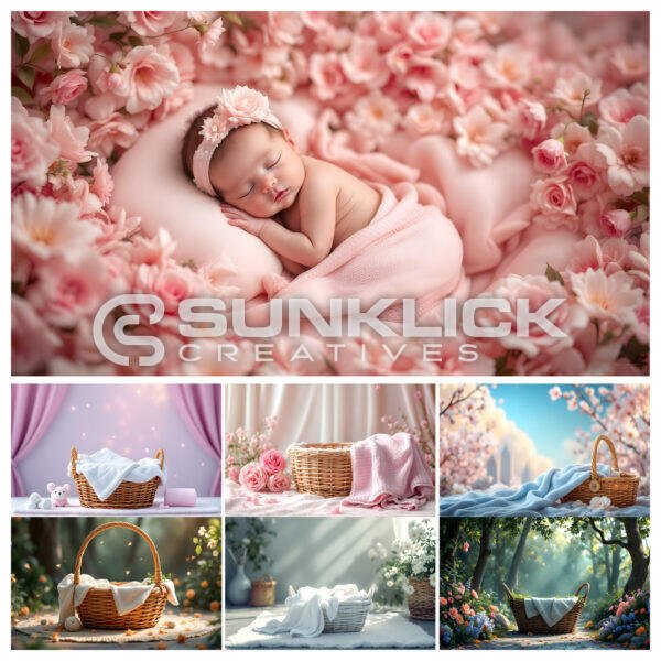 Newborn Baby Shoot Digital AI Background (Design 23)