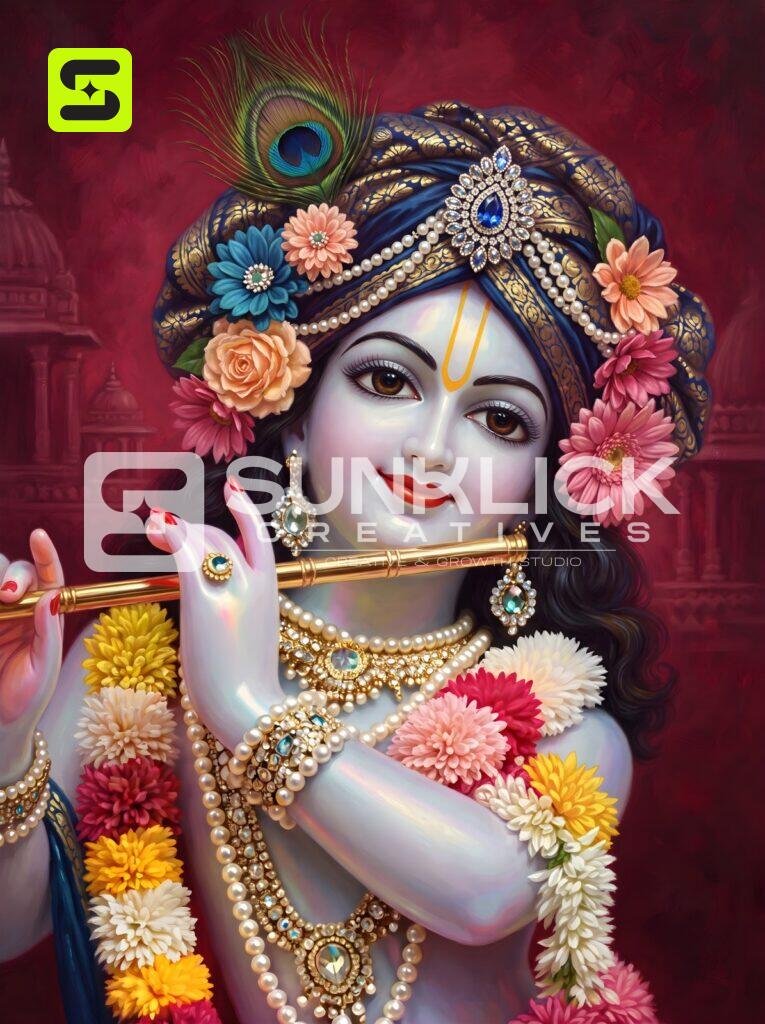 Krishna Shringar Flower Portrait 03 – Ultra HD God Photo