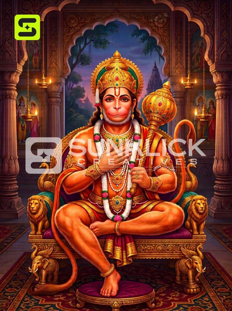Lord Hanuman Seated with Gada – Ultra HD God Photo