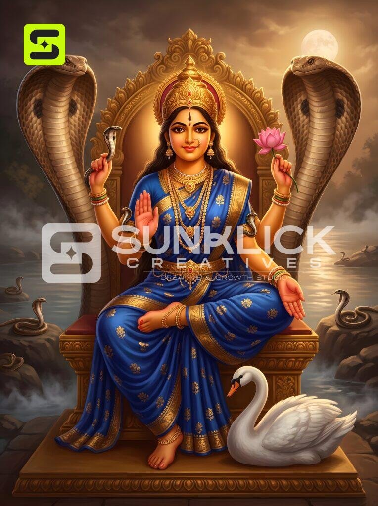 Maa Manasa Devi with Snakes and Swan 24 – Ultra HD God Photo