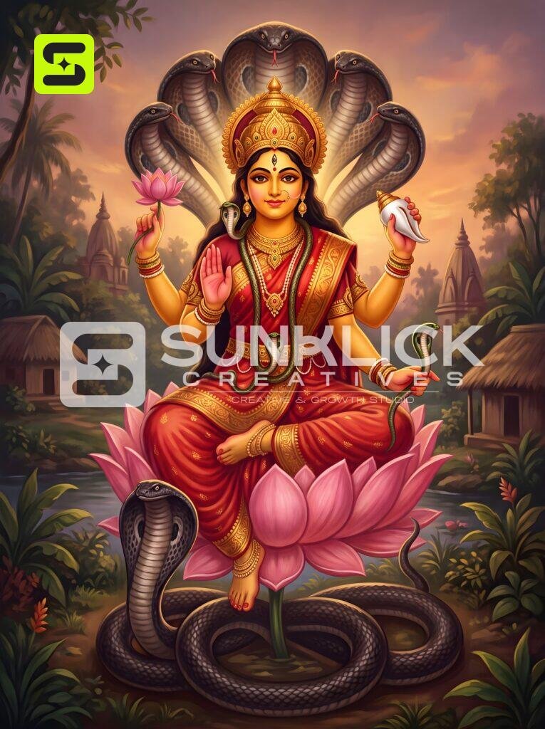 Maa Manasa Devi with Snakes and Swan 36 – Ultra HD God Photo