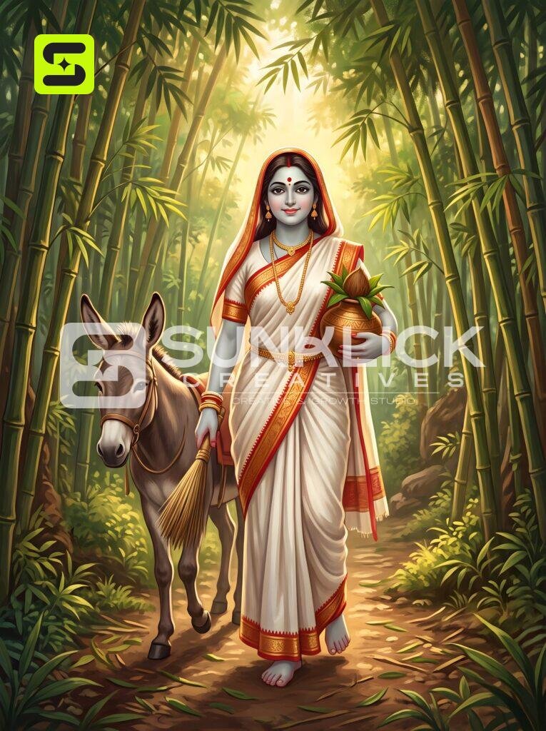 Maa Sheetala Devi with Donkey 13 – Ultra HD God Photo