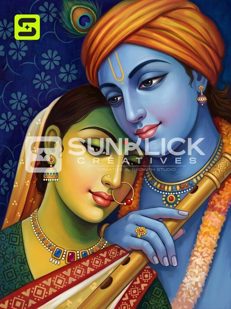 Radha Krishna Folk Style Art 07 – Ultra HD God Photo