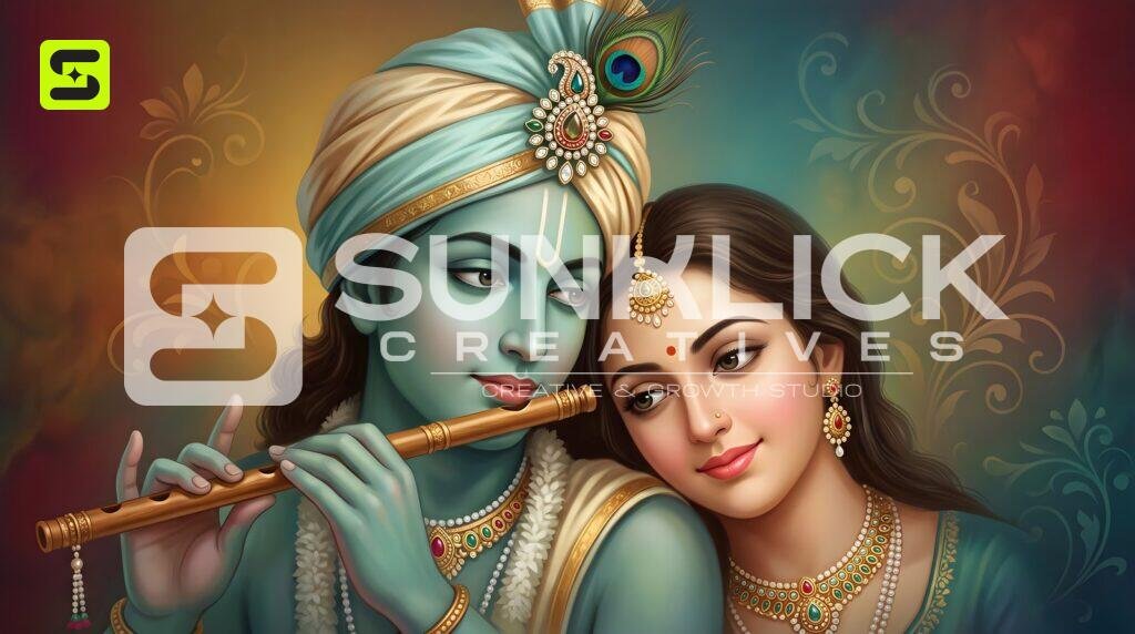 Radha Krishna Romantic Portrait 221 – Ultra HD God Photo (Landscape)