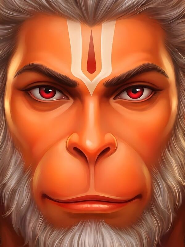 Lord Hanuman Face with Green Shawl Landscape – Ultra HD God Photo (Landscape)