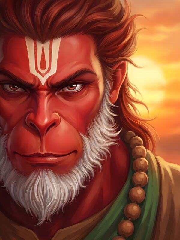 Lord Hanuman Red Face at Sunset – Ultra HD God Photo