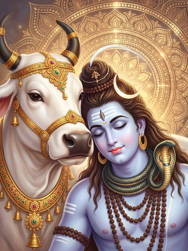 Lord Shiva with Nandi Golden Mandala – Ultra HD God Photo