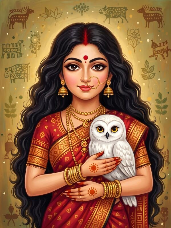 Maa Lakshmi Holding White Owl – Ultra HD God Photo