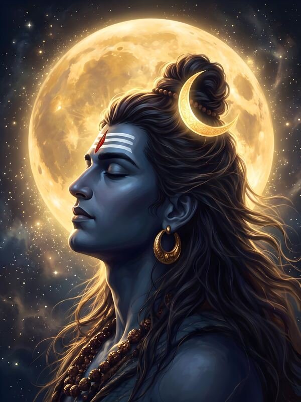 Lord Shiva Profile with Full Moon – Ultra HD God Photo