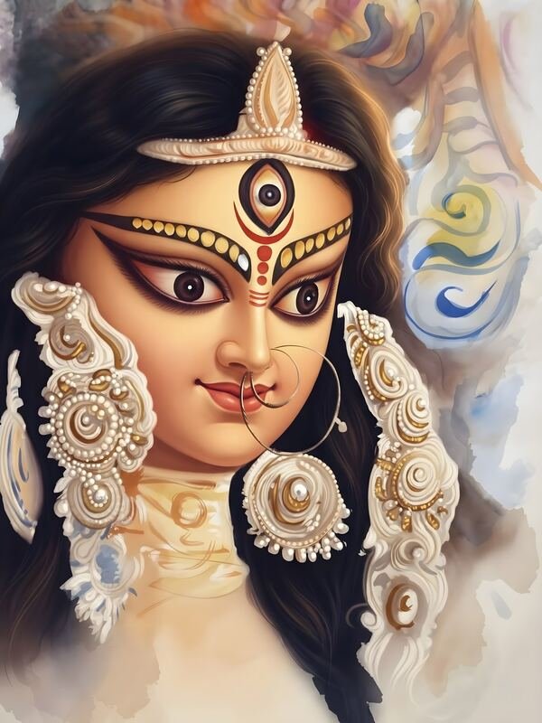 Maa Durga with Pearl Shola Ornaments – Ultra HD God Photo