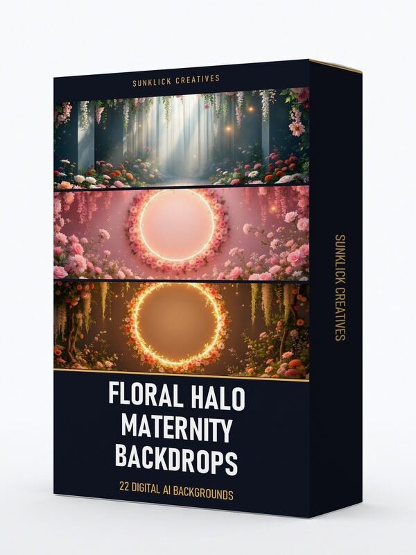 Floral Halo Rings Maternity Backdrops – 22 Digital AI Backgrounds