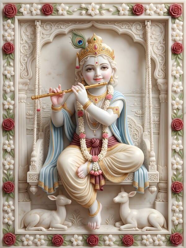 Bal Krishna 3D Marble Relief Art 08 – Ultra HD Devotional Art