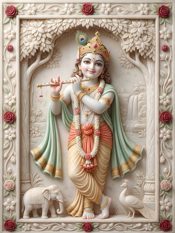 Bal Krishna 3D Marble Relief Art 12 – Ultra HD Devotional Art