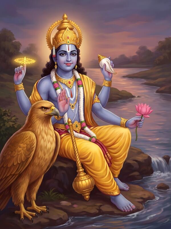 Lord Vishnu Chaturbhuj with Garuda 15 – Ultra HD God Photo