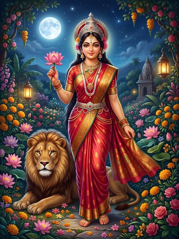 Maa Durga Gentle Form with Lion 03 – Ultra HD God Photo