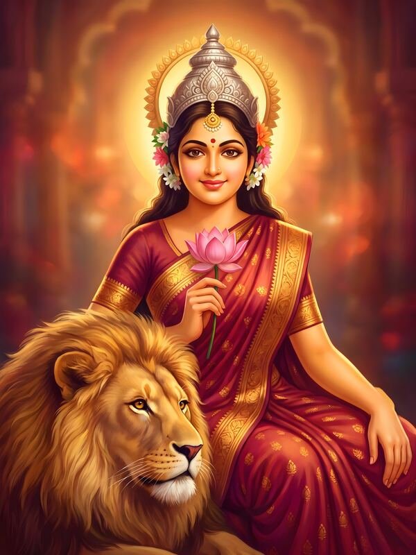 Maa Durga Gentle Form with Lion 04 – Ultra HD God Photo