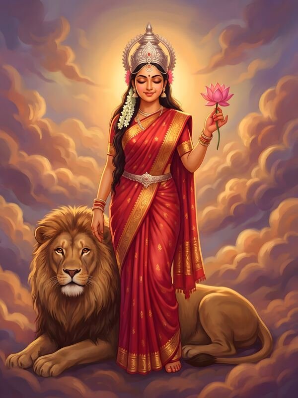 Maa Durga Gentle Form with Lion 09 – Ultra HD God Photo