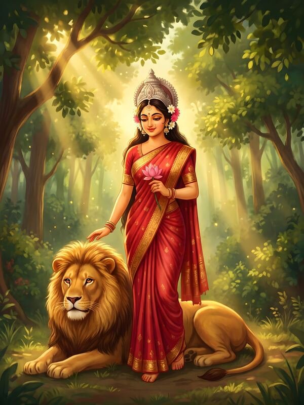 Maa Durga Gentle Form with Lion 12 – Ultra HD God Photo