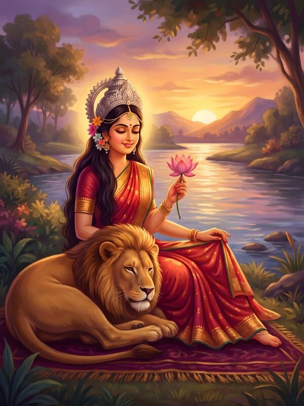 Maa Durga Gentle Form with Lion 20 – Ultra HD God Photo