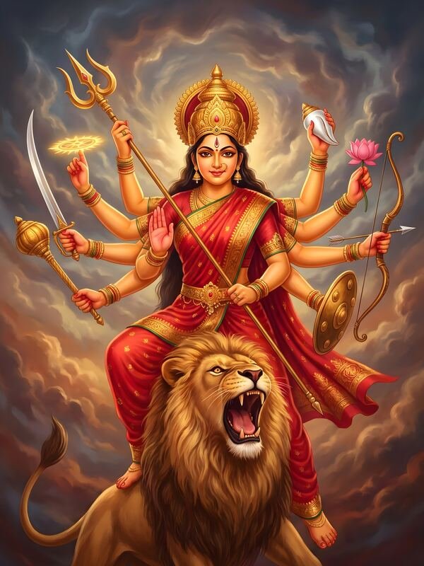 Maa Durga Dashabhuja with Lion 29 – Ultra HD God Photo