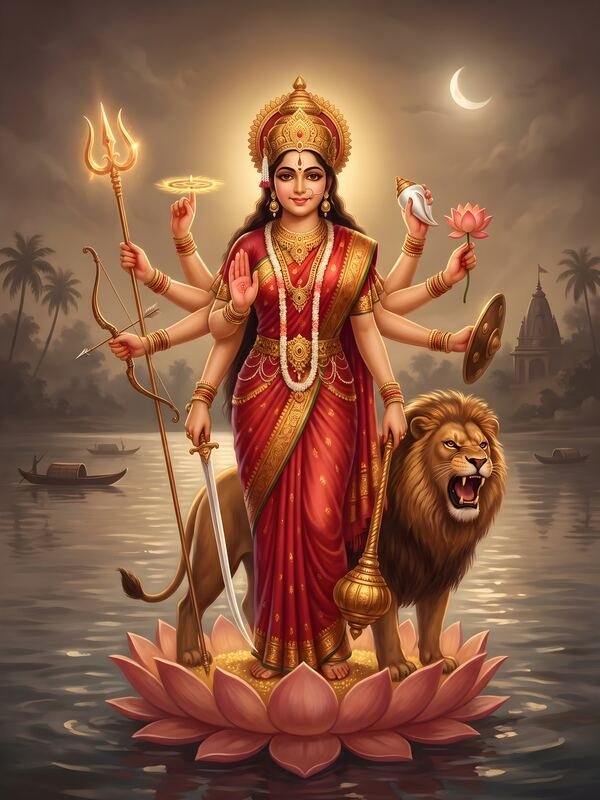 Maa Durga Dashabhuja with Lion 31 – Ultra HD God Photo