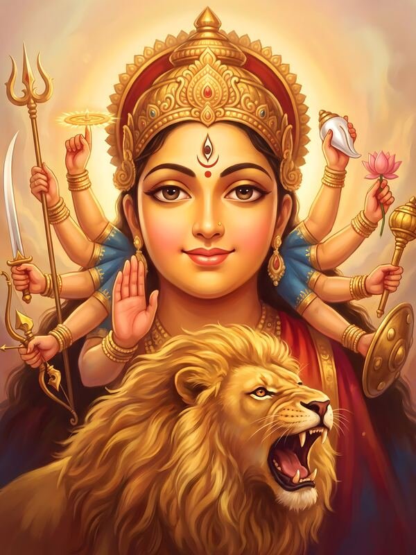 Maa Durga Close-Up with Lion – Ultra HD God Photo
