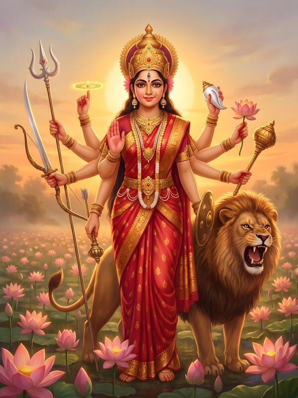 Maa Durga Dashabhuja with Lion 35 – Ultra HD God Photo