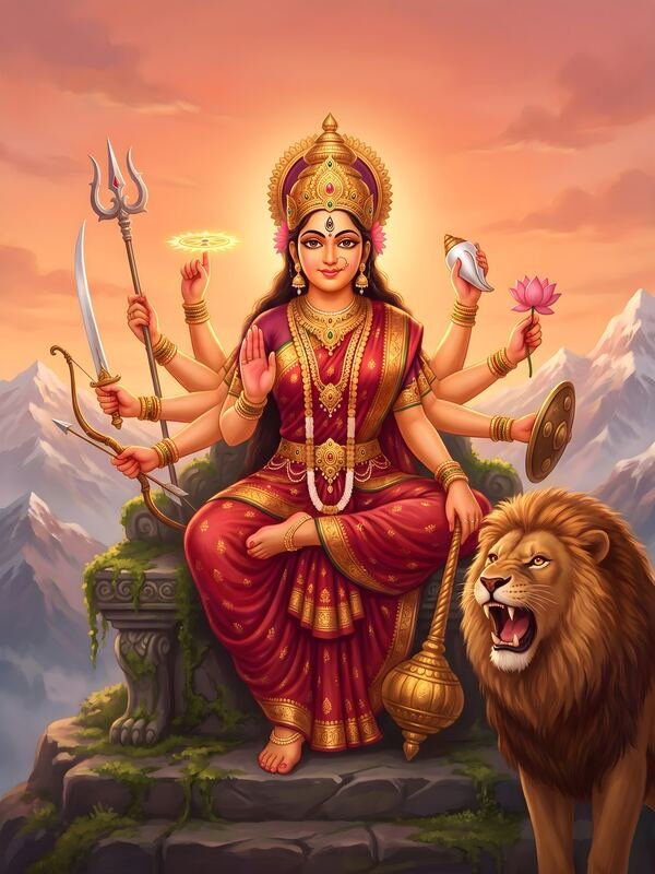 Maa Durga Dashabhuja with Lion 36 – Ultra HD God Photo