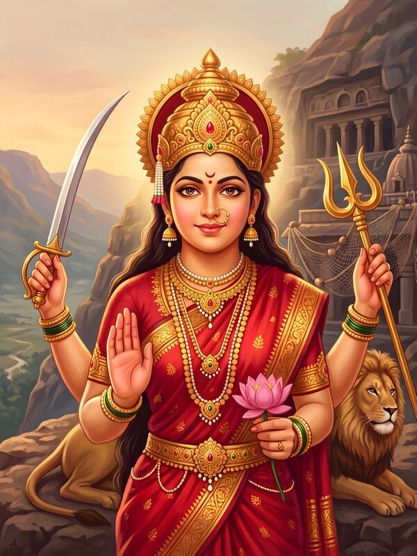 Maa Durga Dashabhuja with Lion 41 – Ultra HD God Photo