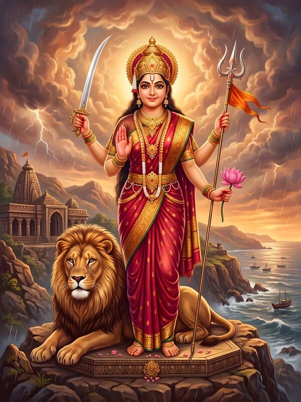 Maa Durga Dashabhuja with Lion 42 – Ultra HD God Photo