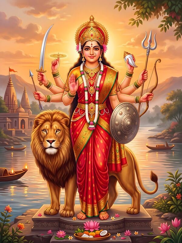 Maa Durga Dashabhuja with Lion 45 – Ultra HD God Photo