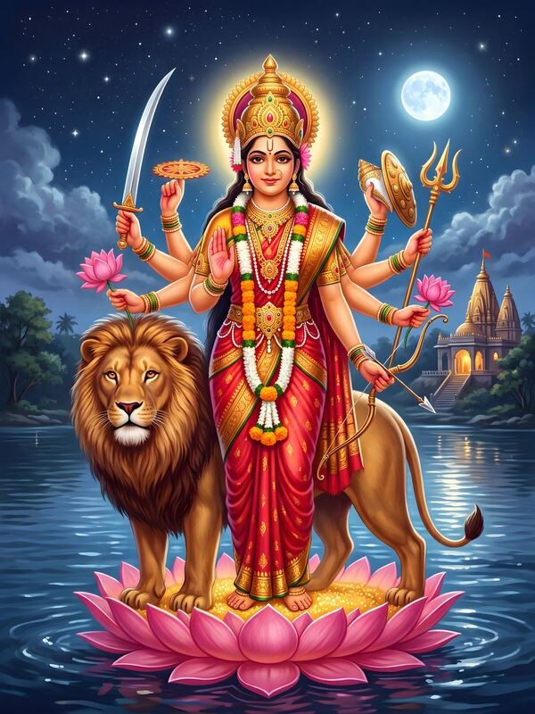 Maa Durga Dashabhuja with Lion 56 – Ultra HD God Photo
