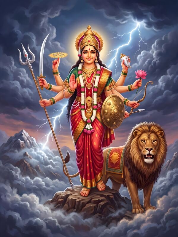 Maa Durga Dashabhuja with Lion 57 – Ultra HD God Photo