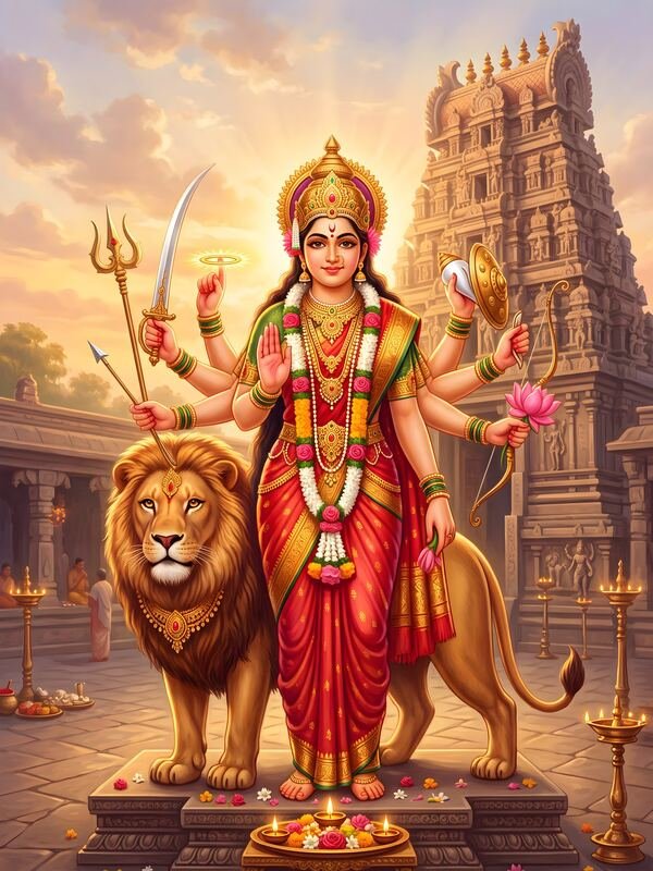 Maa Durga Dashabhuja with Lion 61 – Ultra HD God Photo