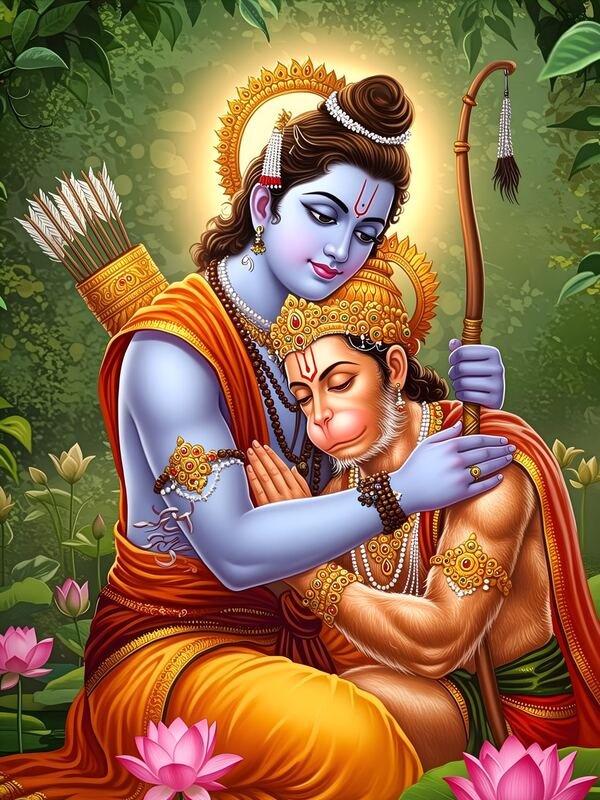 Lord Rama Embracing Hanuman – Ultra HD God Photo