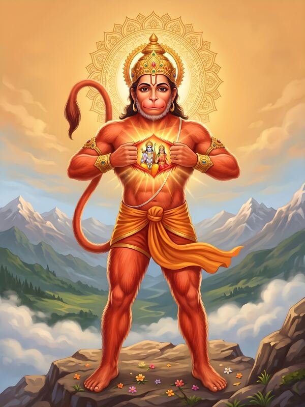 Lord Hanuman Standing on the Mountain – Ultra HD God Photo