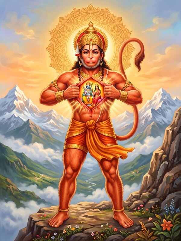 Lord Hanuman Standing on the Mountain 02 – Ultra HD God Photo
