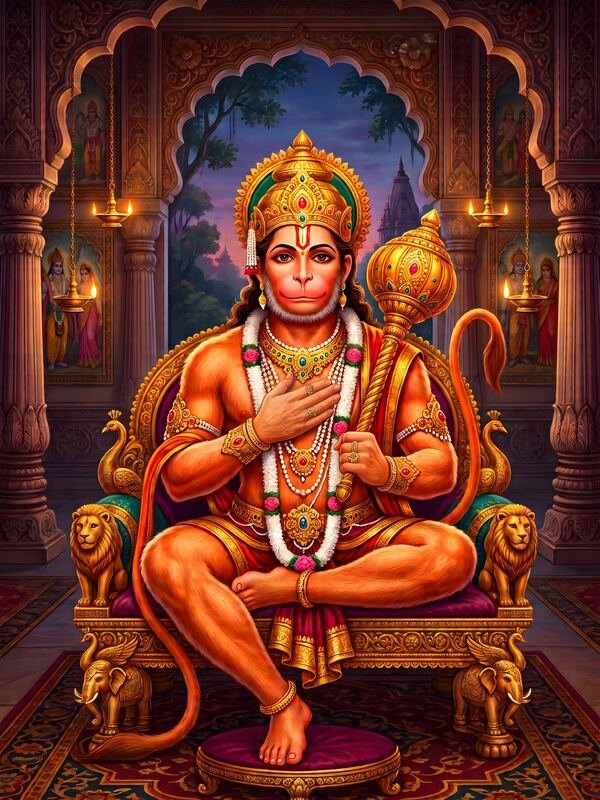 Lord Hanuman Seated with Gada – Ultra HD God Photo