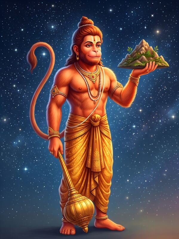 Hanuman Carrying Sanjeevani Mountain – Ultra HD God Photo