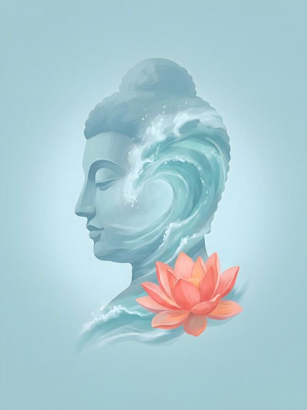Buddha Face with Lotus – Ultra HD Wall Art