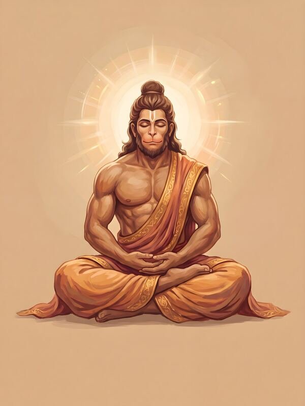 Lord Hanuman Meditating Minimal Art 02 – Ultra HD Wall Art