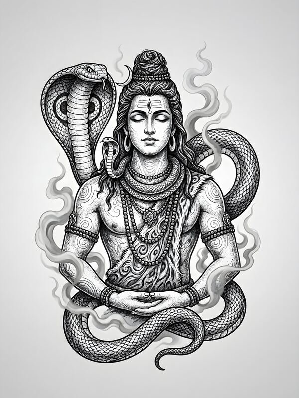 Lord Shiva Pencil Sketch Art – Ultra HD Wall Art