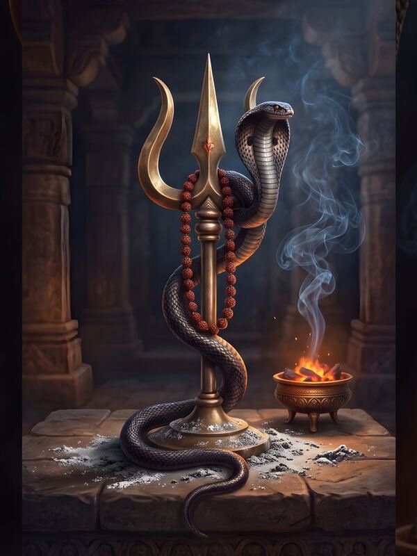 Shiva Trishul in the Dark Forest – Ultra HD Wall Art (Landscape)