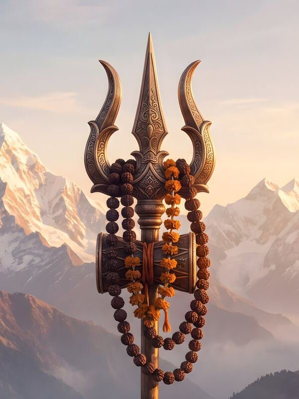 Shiva Trishul and Damru in the Himalayas – Ultra HD Wall Art (Landscape)