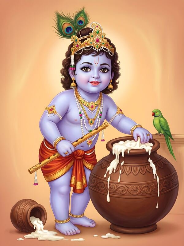 Bal Krishna with Makhan Pot – Ultra HD God Photo