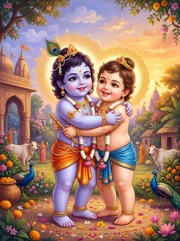 Krishna and Balaram as Children 02 – Ultra HD God Photo