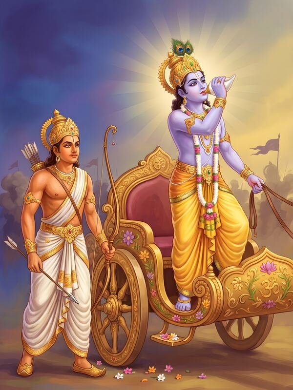 Krishna and Arjuna on the Chariot – Ultra HD God Photo