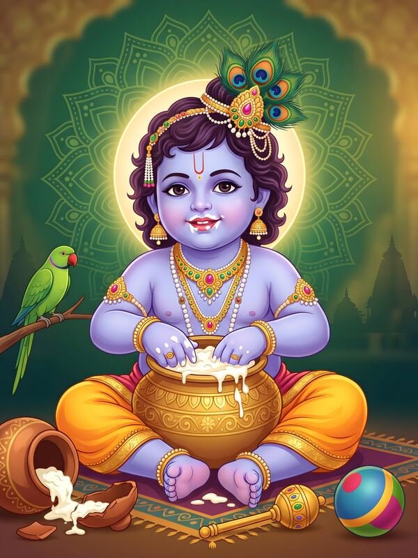 Bal Gopal with Makhan Pot 04 – Ultra HD God Photo