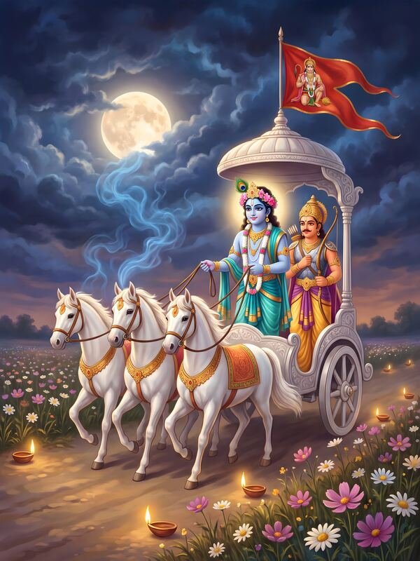 Krishna Arjuna on the Chariot 03 – Ultra HD God Photo