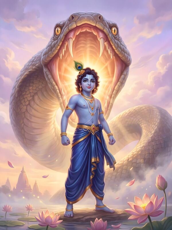 Bal Krishna in the Serpent's Mouth – Ultra HD God Photo